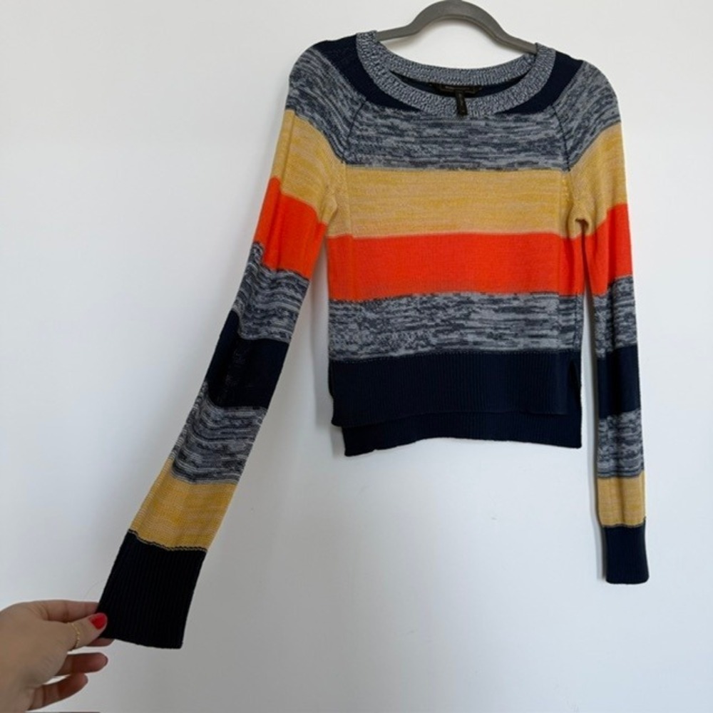 BCBG Max Azria Y2K Style Cropped Striped Sweater XS | Cotton Blend Knit Top - Picture 4 of 8